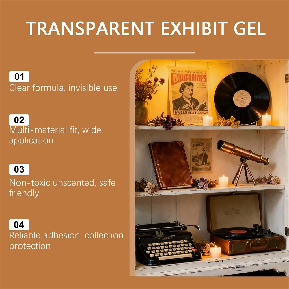 Gel de exibição seguro de nível profissional reutilizável e facilmente reposicionável. Vitrine de decoração para casa