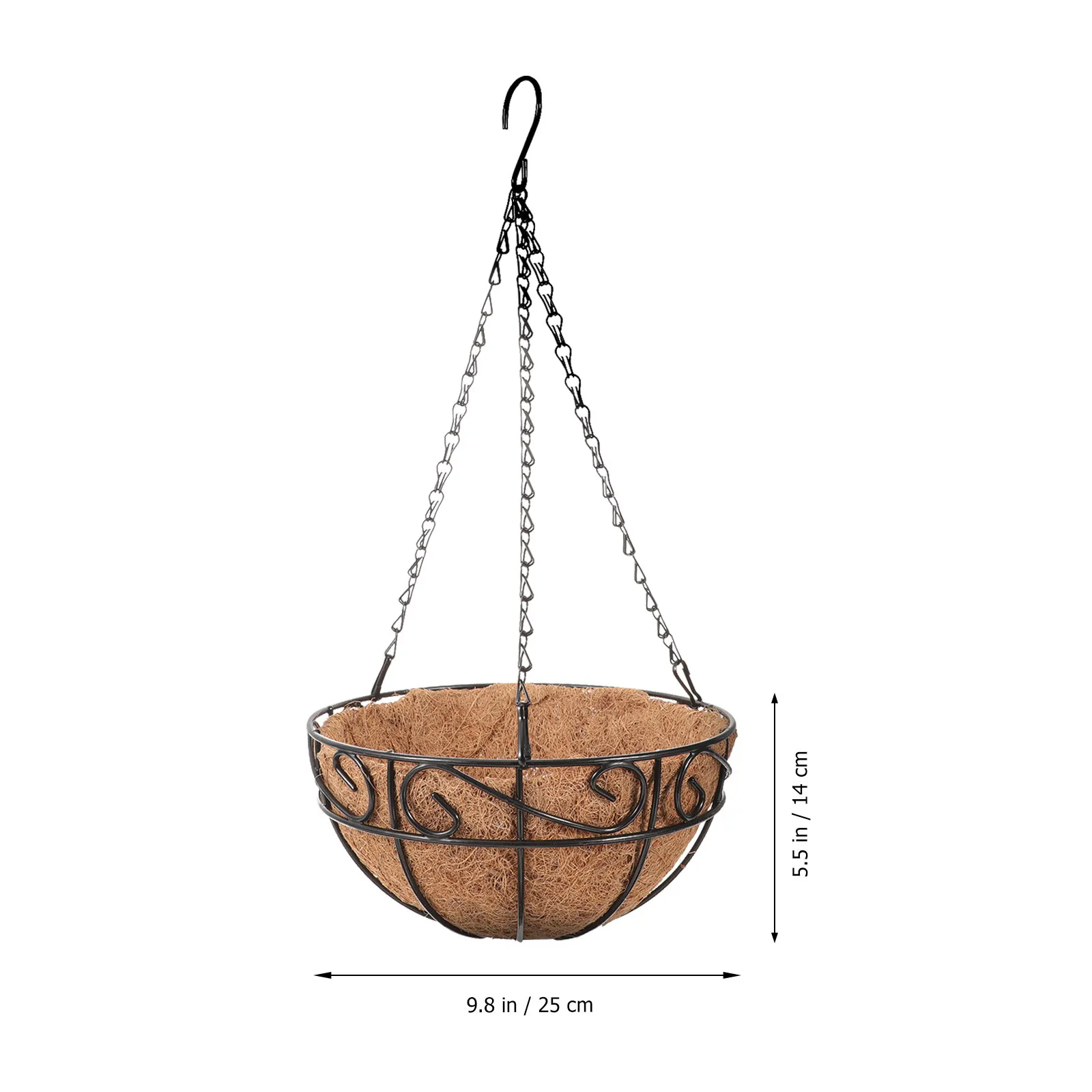 2Pcs Metal Hanging Basket for Plants Iron Flower Pot Set Liner Ideal Indoor Outdoor Garden Use Metal Hanging Basket