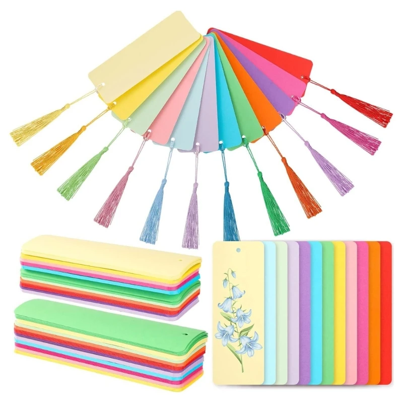 Набор закладок из крафт-бумаги, бумажные закладки с разноцветными кисточками