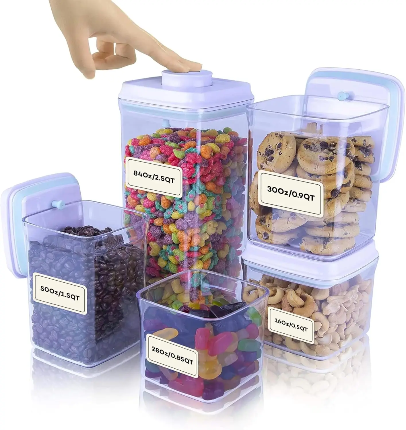 

Airtight Food Storage Containers with Lids - 5 Sizes for Meal Prep, Snacks & Pantry Organization
