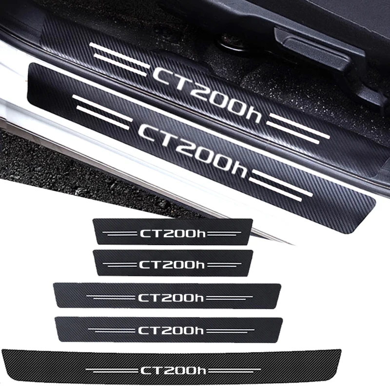 Car Threshold Scuff Plate Strip Decals for CT200H Logo Auto Door Entry Pedal Guards Carbon Fiber Sill Protect Stickers