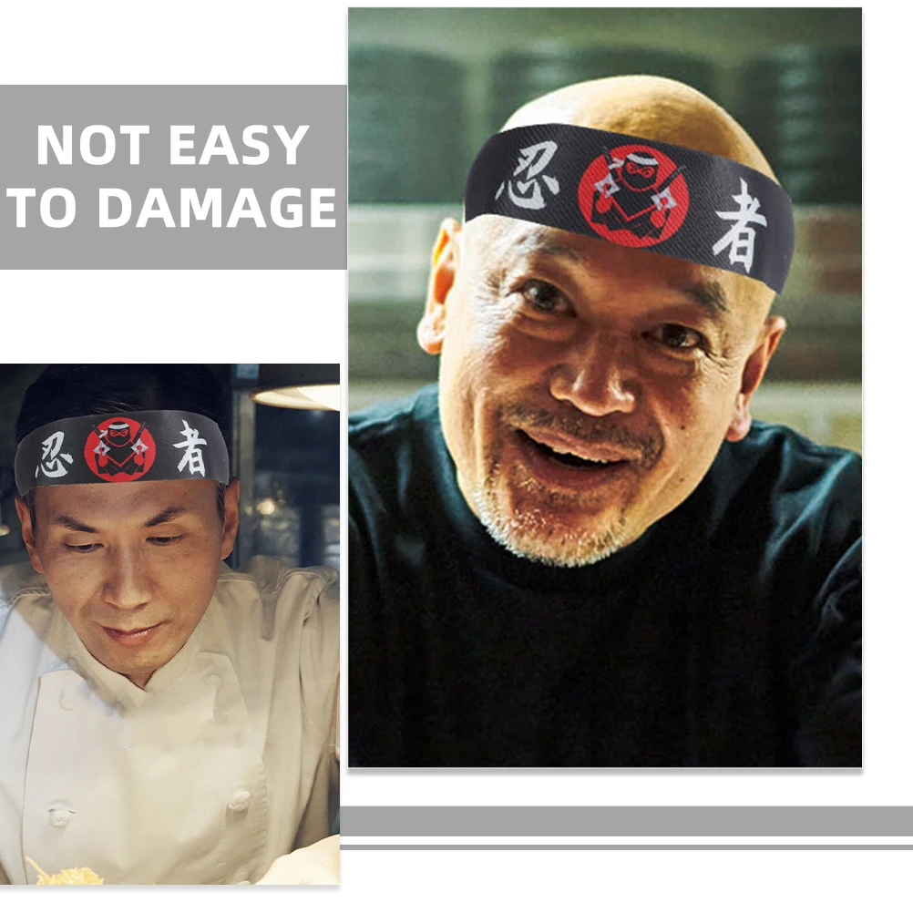 2Pcs Japanese Chef Headband Karate Hairband Bushido Bandana Hachimaki Cooking Sports Cosplay Costume Headwear Accessories