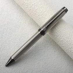 1 PC High Quality Luxury Full Metal Ballpoint Pen Silver Plating Ball Pens Business Writing Signing School Office Supplies