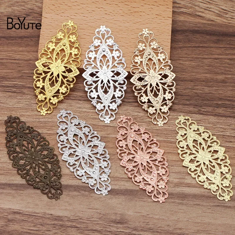 BoYuTe (10 Pieces/Lot) Metal Brass Stamping 35*80MM Filigree Flower Findings Diy Hand Made Bookmark Jewelry Materials