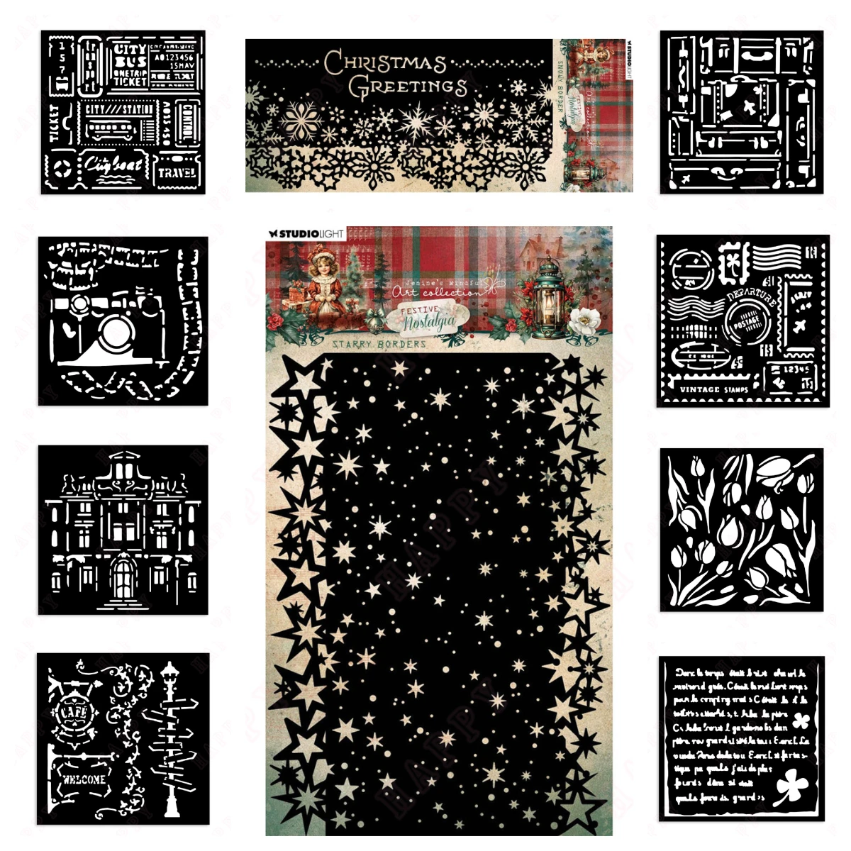 Starry Borders Stencil DIY Snowy Layering Stencils Graphics Painting Scrapbooking Ornament Album Embossed Template Stencil  New
