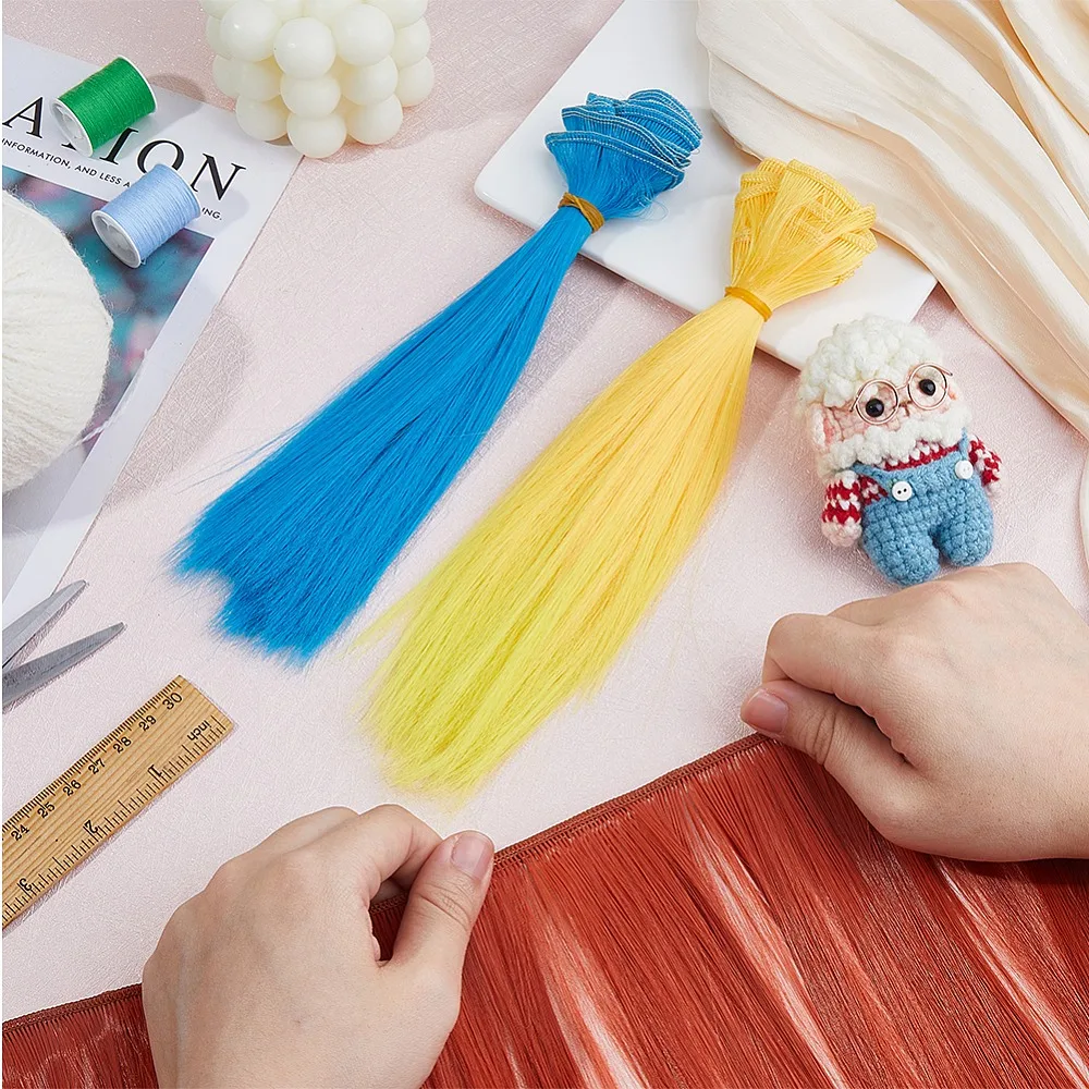 1세트 8개 8색상 PP 가발 헤어 BJD 제작 액세서리 혼합 색상 1000x200~210mm 1개/색상