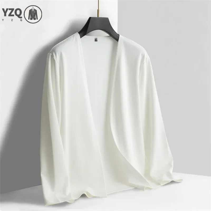 New Men's Casual Solid Color Long Sleeved Cardigan Cloak Spring and Autumn Fashionable Comfortable Top
