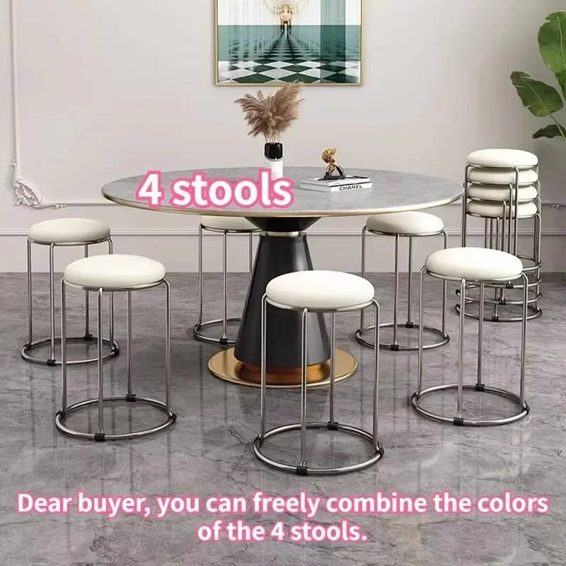 Italian Minimalist Stackable Round Dining Stool Thickened Padded Ottoman Comfortable Seat Modern Simple Home Furniture