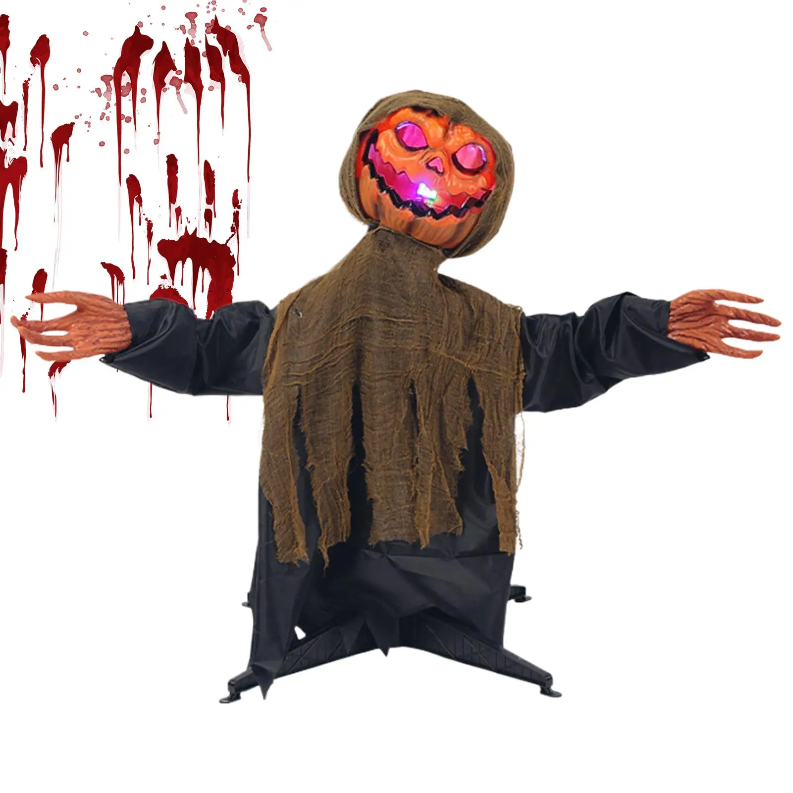 

Анимированные украшения на Хэллоуин, тыква, призрак, декор для двора, освещенный качающийся декор со звуком для садового кашпо, фестиваля, заднего двора