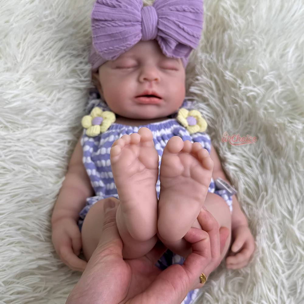 18インチの眠っている女の子のフルシリコンベビーおもちゃ、穏やかな顔と開いた口のリアルなリボーンドール、アーティストのコレクション用