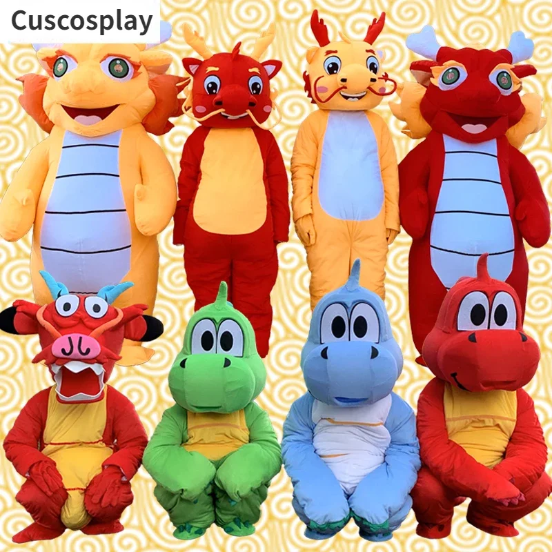 Dragon Mascot Costume Animal Cosplay Suit  Kids Party Fursuit Halloween Party Inflatable Clothe Performance No Battery