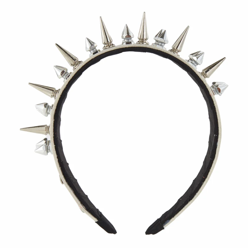 Steampunk Red Long Spike Headband Punk PU Leather Hairband Gothic Rivets Studded Headwear