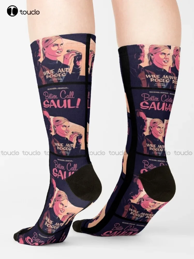 Better Call Saul Wine And Roses Socks Meias femininas 360 °   Impressão digital Natal Ano Novo Presente Criativo Meias Engraçadas Halloween Novo