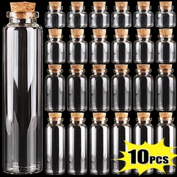 10PCS Mini Glass Bottles with Cork Stoppers Clear Message Wishing Tiny Drifting Bottle Empty Spice Vials Jars DIY Crafts Gifts