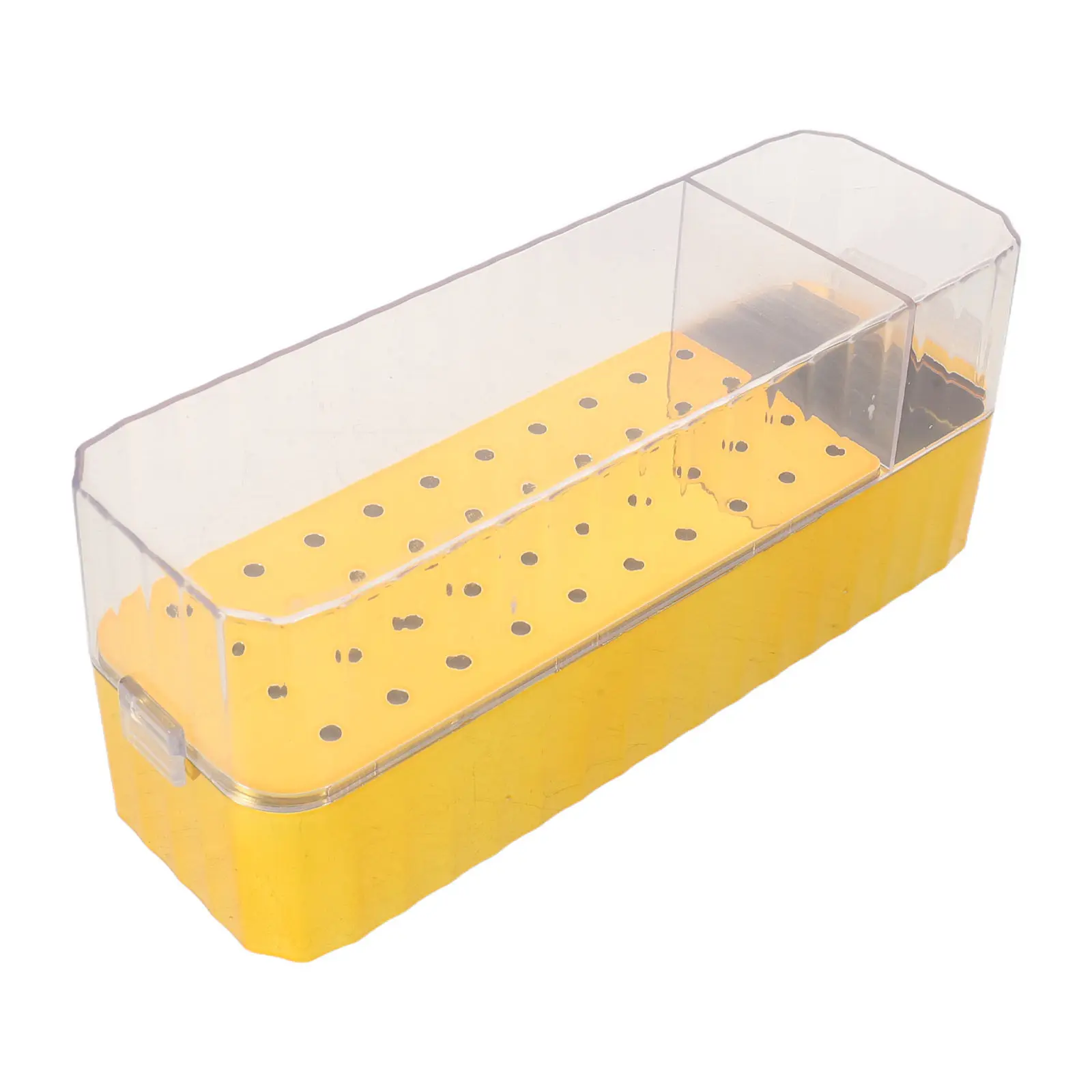 40 Holes Nail Drill Bits Holder Transparent Lid Dustproof Manicure Polishing Heads Organizer Nail Bit Storage Box for Salon Home