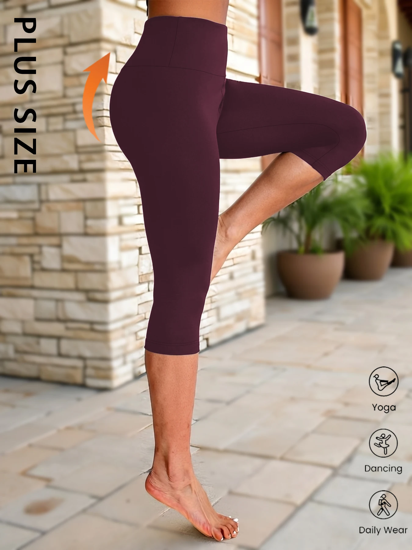 

Plus Size Women's High Waisted Capri Pants Super Soft Tummy Control No See Through Workout Yoga Running Athletic Leggings