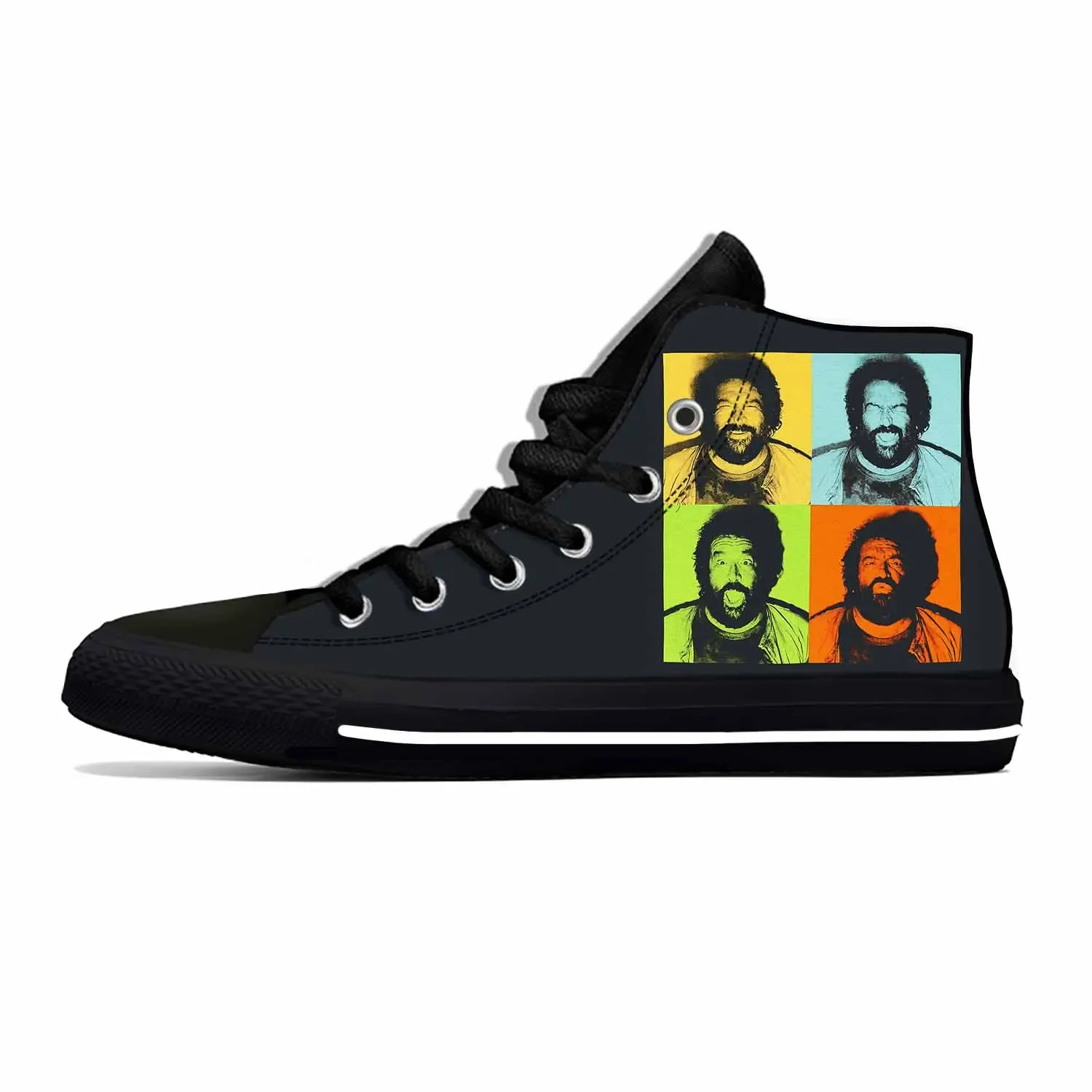 Hot Anime Cartoon Manga Movie Actor Bud Spencer Casual Cloth Shoes High Top Lightweight Men Women Sneakers High Top Board Shoes
