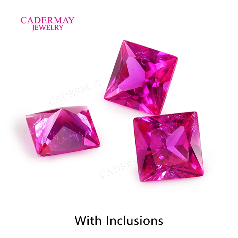 الاصطناعية الوردي روبي المدخلات 4 مللي متر-12 مللي متر مربع الأميرة شكل الساخن الوردي مختبر نمت روبي أحجار كريمة مفكوكة لصنع المجوهرات