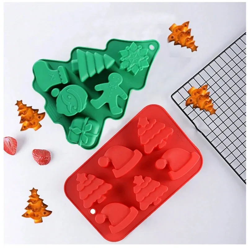 Christmas Silicone Mold Set Christmas Tree Snowman Wreath Reindeer Shapes for Holiday Baking Candy Making DIY Christmas Treats