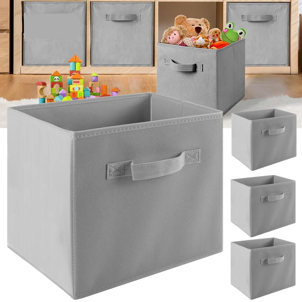 Image of 8/4 Stück zusammenklappbare Würfel-Aufbewahrungsboxen aus Vliesstoff, Haushalts-Aufbewahrungsbox für Kleiderschrank, Kinderspielzeug-Organizer, Schubladen-Organisation
