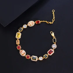 BeaQueen Bohemian Geometric Multi Color Cubic Zirconia Stone Bracelets for Women Trendy Dancing Party Jewelry Accessories B161