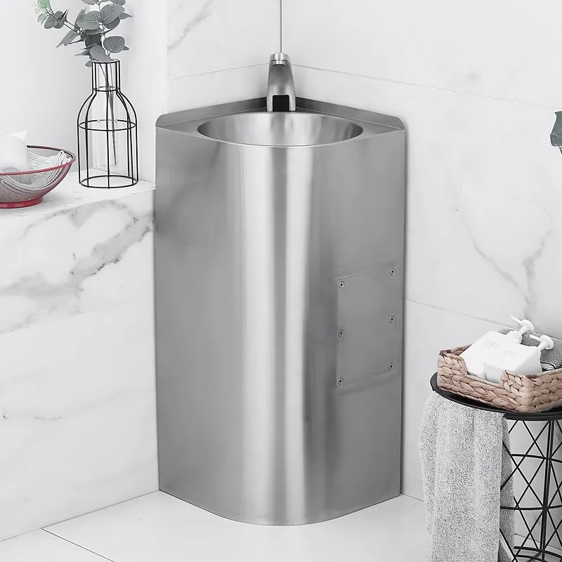 

Stainless steel triangular basin Floor-to-ceiling corner basin Triangular column