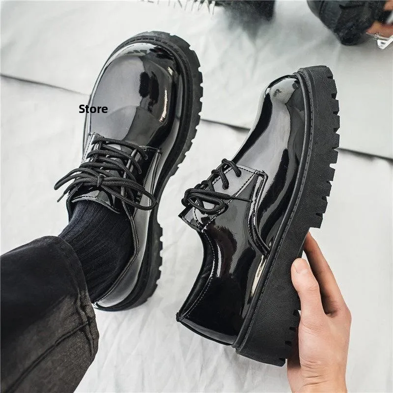 

Men's Casual Shoes Bright Finish Increased Height Spring Summer High Sensation Leisure Big Head Trendy Shoes for Boys