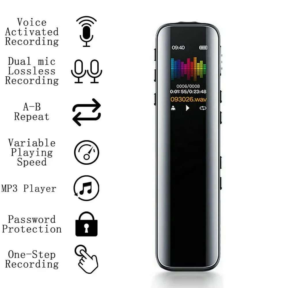 

V39 32GB Digital Audio Recorder Colorful Screen MP3 Music Player Noise Reduction Dictaphone for Lectures Meeting Voice Recorder