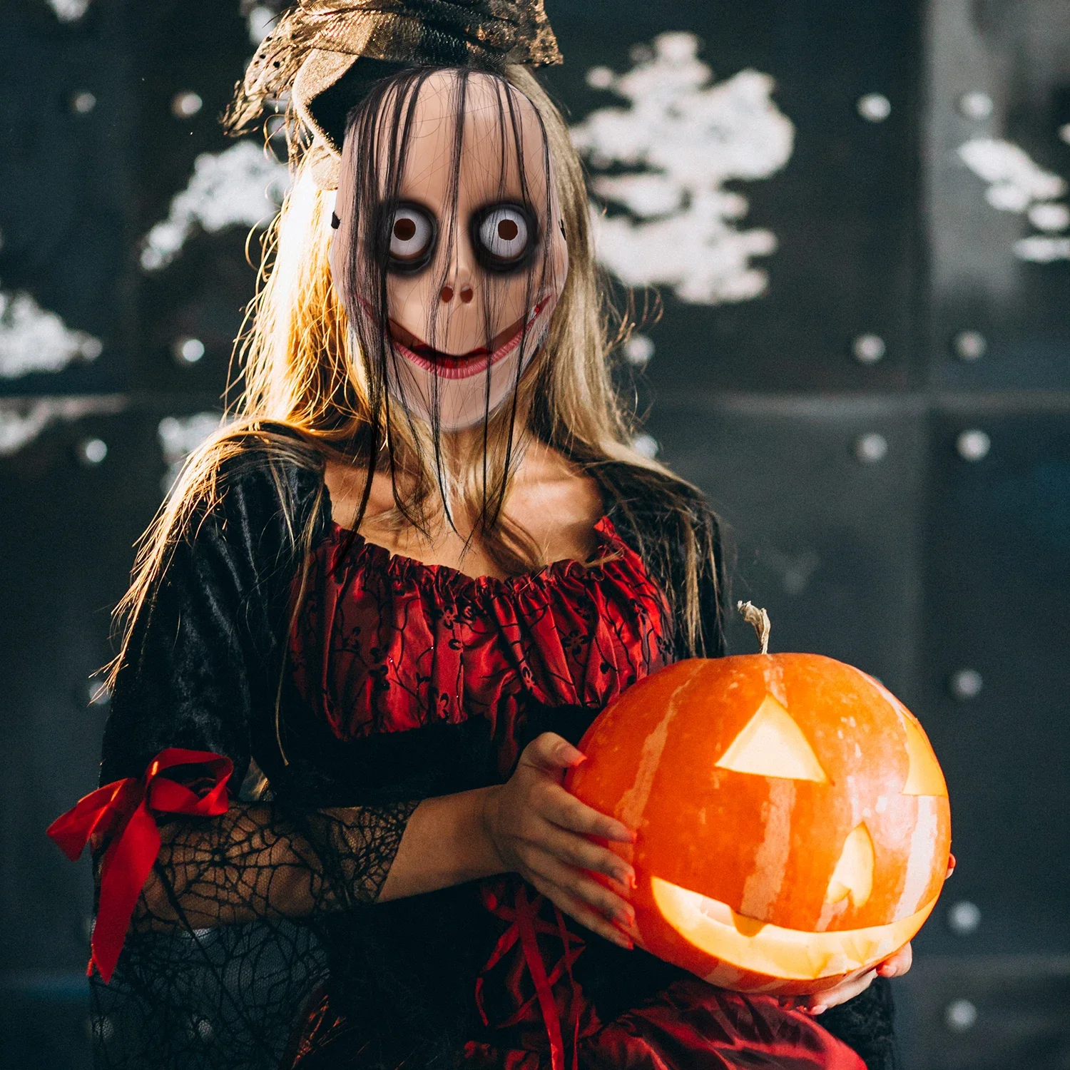 Creepy Halloween Evil Clown Maschera Full Face Cosplay Scherzo Prop Spaventoso Costume da festa Decorazione horror in plastica leggera e durevole