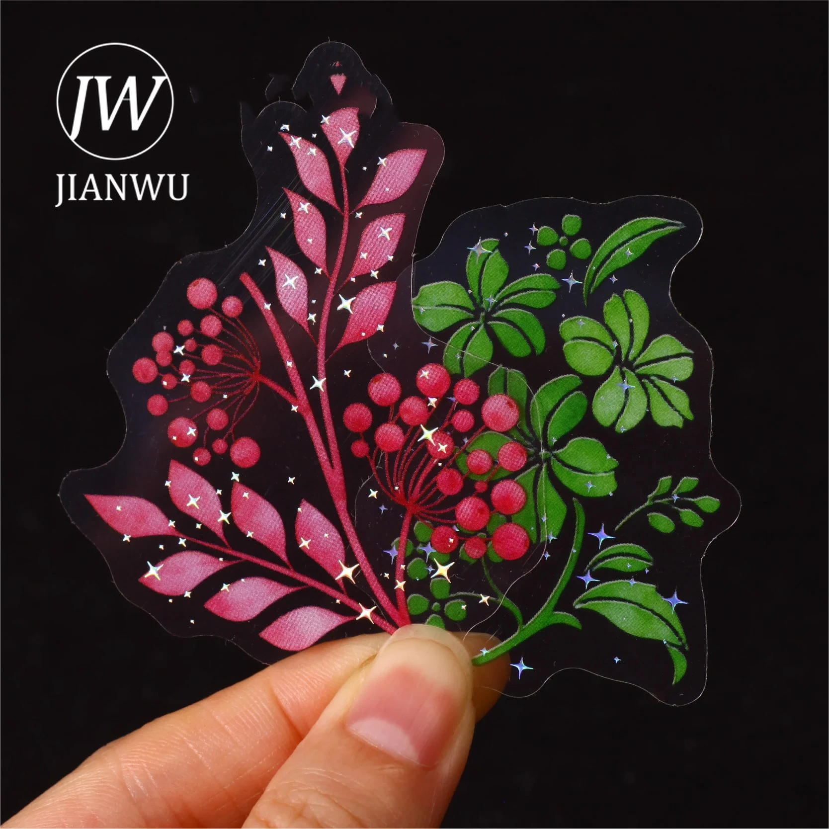JIANWU Floral Shadow Gold Foil Series Vintage Plant Flower Landscape Material Collage PET Sticker Creative Journal Stationery view 3