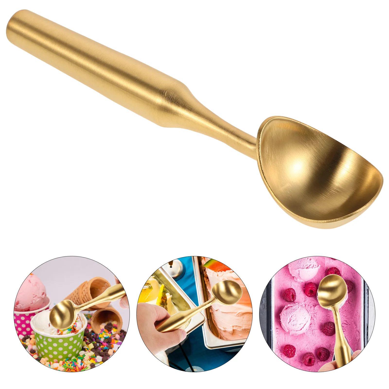 

Gold Ice Cream Scoop Non Stick Stainless Steel Handle Heavy Duty Essential Multifunctional Fruit Salad
