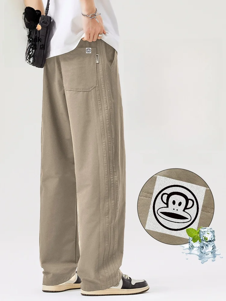 

PaulFrank Men's Casual Pants Ice Silk Cool Feeling Loose Breathable Sport Straight Leg Summer Trousers Straight Tube Jeans