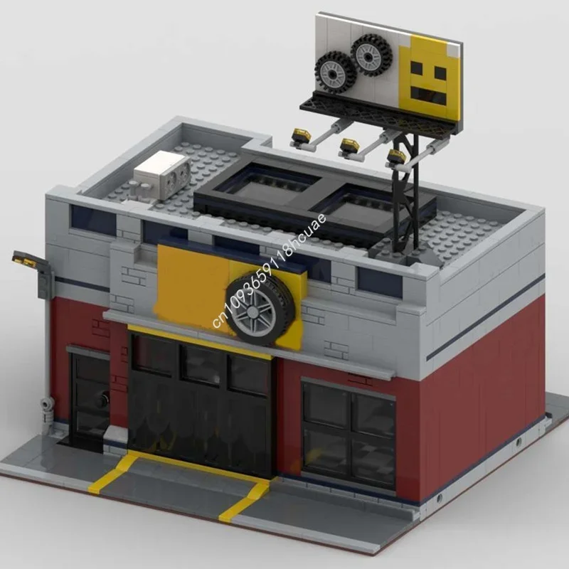 927pcs MOC Tuning Workshop Gemodulared Model Bouwstenen Speelgoed Architectuur Monteren Kerstcadeau DIY Creatieve Baksteen Kinderen