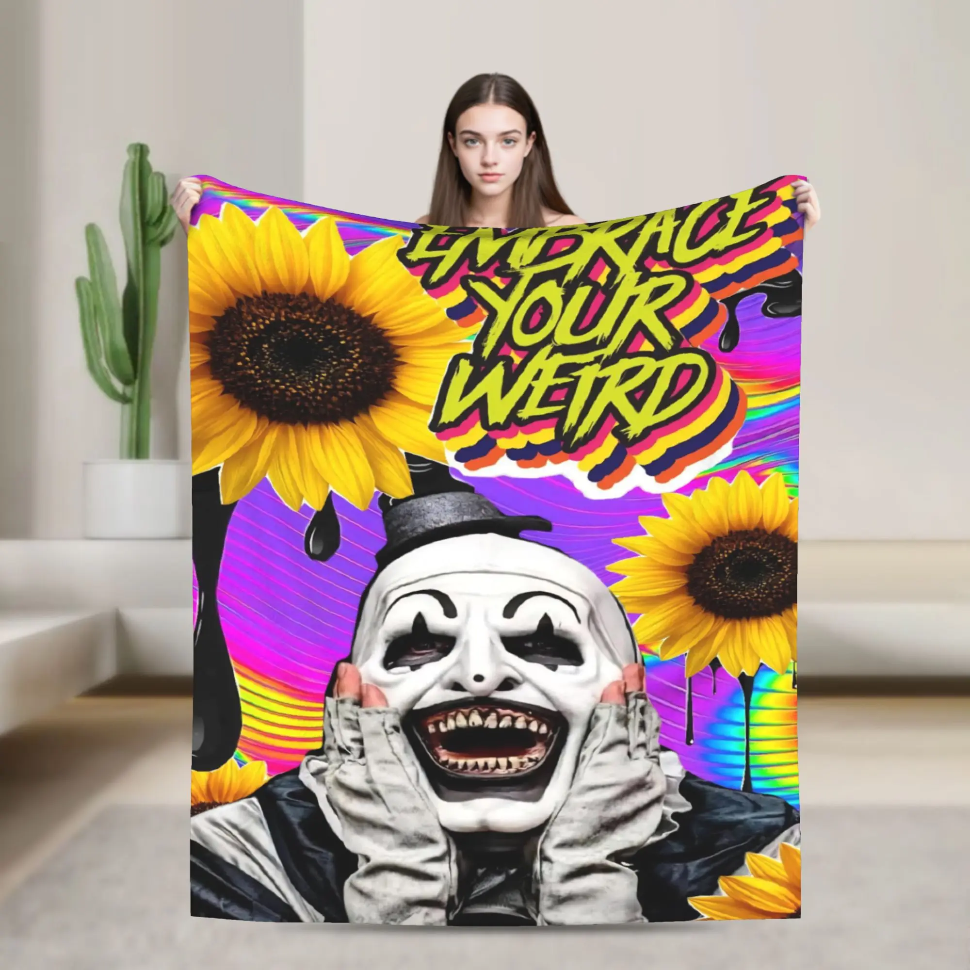 Terrifier Blankets Horror Movie Flannel Throw Blanket Summer Air Conditioning Decoration Lightweight Bedspreads
