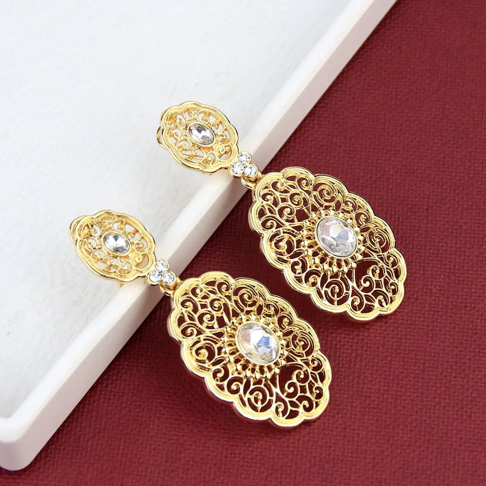 Sunspicems exquisite afrikanische Tropfen Ohrring für Frauen Gold Farbe Harz marok kanis chen Hochzeits schmuck Dubai Arabeske Geschenk