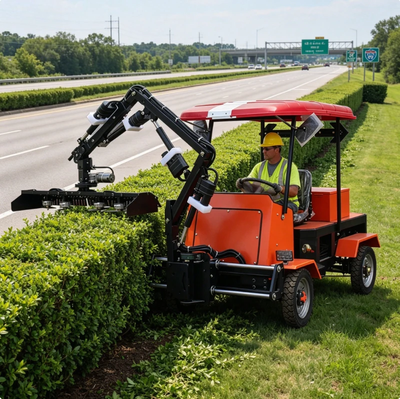 Steering Wheel Driven Hedge Trimmer Ride-on Drivable Roadside Bush Cutter for Professional Garden Landscaping Projects