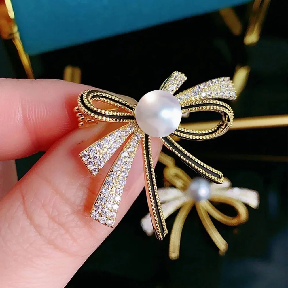 لون الذهب النحاس الزركون دبابيس عقدة ، السيدات مزاجه الصدر دبوس ، الأزياء والاكسسوارات