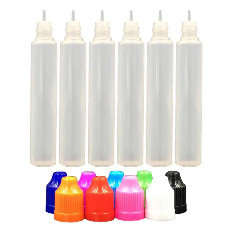 100Pcs 30ml/60ml Refillable Oil Injection Plastic Bottle Chemical Small Mouth Bottle Long Thin Tip Plastic Oil Storage Bottle