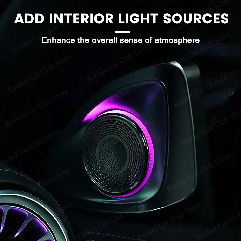 For CLA W118 A-Class Car 4D Horn Lnterior A-Pillar Tweeter Lamp Refit 64 color 4D Rotating LED Speaker Ambient Light - Image 4