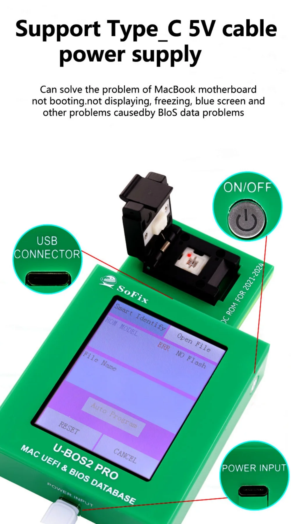 مبرمج SoFix U-BOS2 Pro ROM لمساعد البيانات UEFI BIOS لأجهزة Macbook 2008-2024 iMac Database أداة إصلاح احتياطية للقراءة والكتابة #5
