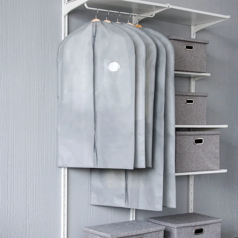 

Gray Non-woven Fabric Suit Bags for Closet Storage Garment Bags for Hanging Clothes Suit Dust Cover Bags for Suits Coats Dress