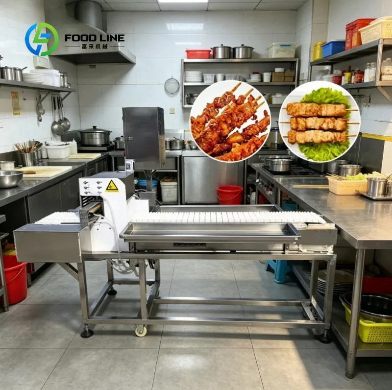 Commercial Kebab Skewer Machine for Shish Kebab, Satay, BBQ and Grill Applications with High Speed and Consistent Output