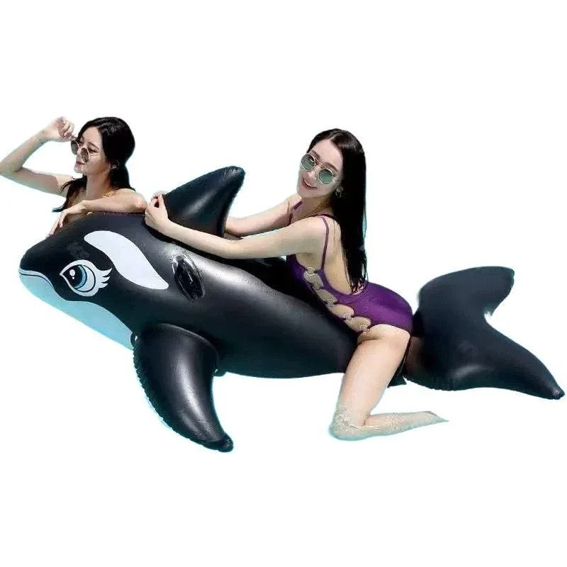 

Black whale mount inflatable dolphin seat swimming ring water floating bed animal toy pool