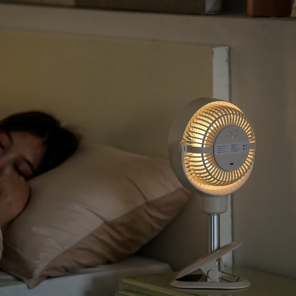 Ventilateur Électrique Flexible, Rechargeable par USB, à 4 Vitesses, Sans Fil, avec réinitialisation de Refroidissement, avec Veilleuse, pour le Bureau et la Maison