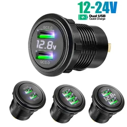 Voltmeter 12v car usb charger socket Quick Charge Adapter 12/24V Car Accessories for Cars Boats Motorcycle truck