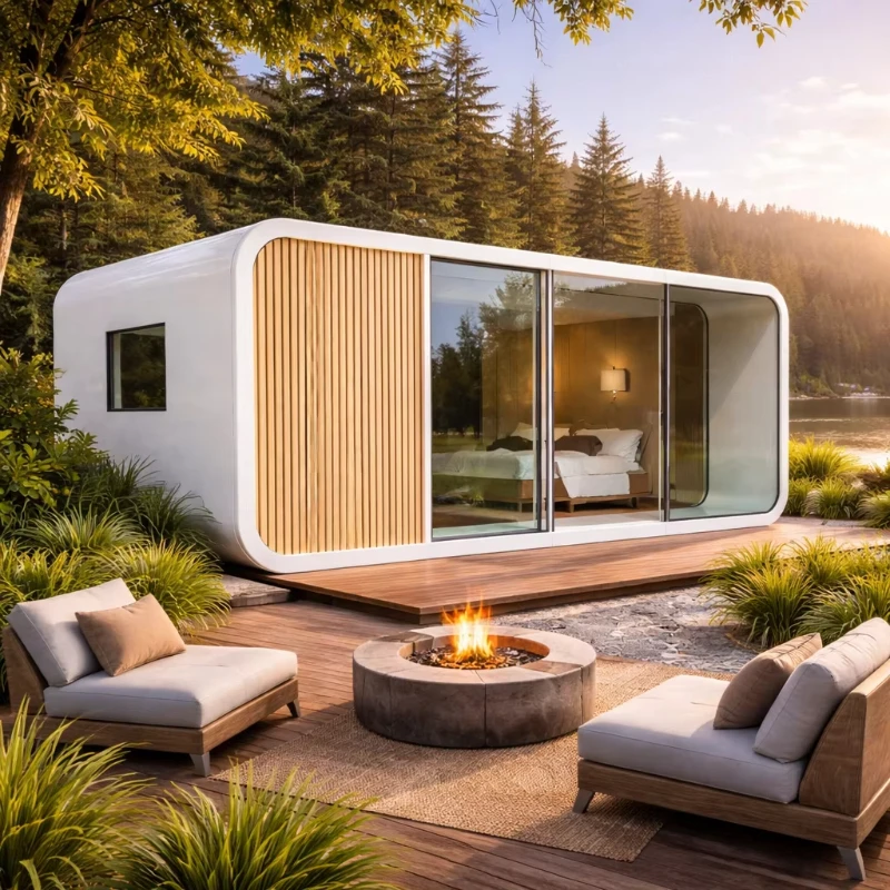 Prefab Apple Capsule Cabin With Built-in Bathroom Pre-wired Plumbing Windproof Waterproof Durable Modular House  Resort Office