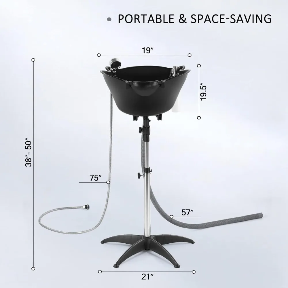 

Portable Shampoo Bowl Adjustable Hair Washing Sink for Salon Home Travel Beauty Care