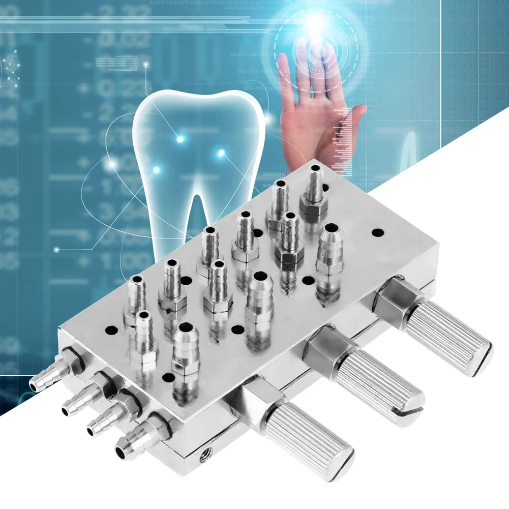 Válvula de membrana de diafragma de água de metal 3 em 1, acessório de controle de válvula de cadeira dentária para laboratório dentário, válvula de fornecimento de cadeira dentária, 1 peça