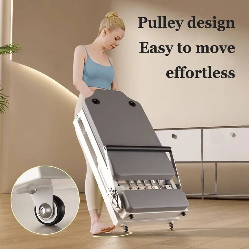 Foldable Pilates Bed Portable Mobile Yoga Bed with Square Box Customizable Resistance Adjustable Fitness Bed