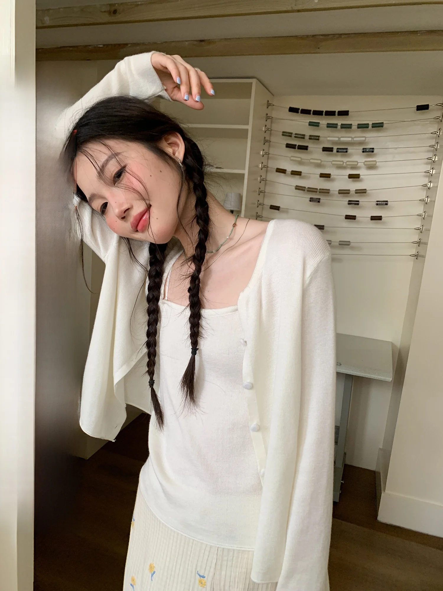 

Корейский стиль: Летний вязаный комплект для женщин – легкий кардиган и топ-труба, модный костюм-двойка с высокой талией, однотонный